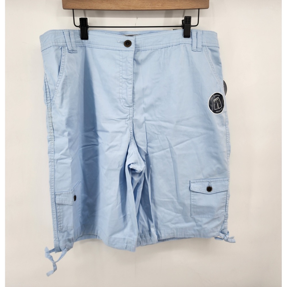 Karen Scott Blue Tummy Control Cargo Bermuda Short Size 16 Coastal Summer Casual - Picture 1 of 11